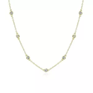 Lavishe 925 Sterling Silver Bezel Cubic Zirconia By Yard Necklace for Women - Picture 1 of 9