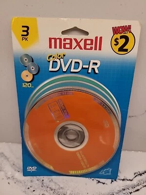 Maxell Color Blanco DVD-R Paquete de 3 - Nuevo Sellado 120 Minutos Alta Calidad Foto 1 de 4
