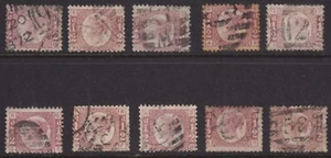 1870 1/2d ROSE RED SG48/9 NICE LOT OF 10 DIFFERENT PLATES ALL GOOD/NICE USED - Foto 1 di 1