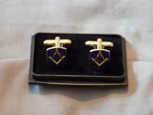 Master Mason Square Compass Masonic Blue Cufflinks Freemason Fraternity NEW! - Picture 1 of 1