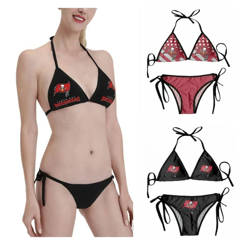 2PCS Tampa Bay Buccaneers Women's Bikini Beach Swimsuit Underwear Panty Set Cover