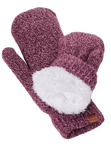 New! D&Y Women's Soft Cozy and Warm Fuzzy Lining Two Tone Mittens - Picture 1 of 12