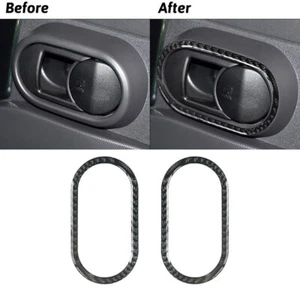 2Pcs Carbon Fiber Interior Rear Door Handle Frame Cover Trim For Jeep Wrangler - Picture 1 of 12