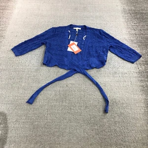 Knitss Sweater Womens Small Lucy Cardigan Colorful Cropped Blue Open Front Wrap - Picture 1 of 8