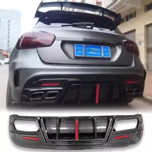 Carbon Fiber Rear Bumper Diffuser Splitter For MB X156 GLA45 2015-16 - Picture 1 of 9