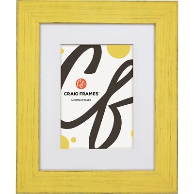 Jasper, 1.5" Wide Rustic Southern Yellow Picture Frame With Mat - Image 1 of 4