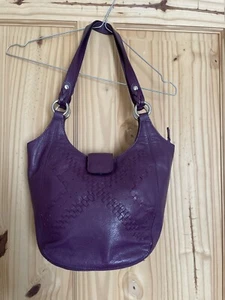 Hotter Leather Shoulder Bag Handbag Purple - Picture 1 of 11
