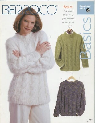 Berroco Knitting Pattern Book Brochure 185 Basics 4 Sweaters 3 Ways - Image 1 of 4