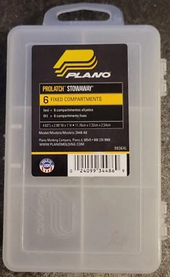 Plano 344860 Stowaway Box 6 Fixed Compartments 4.63"L x 2.88"W x 1"H Made In USA - Image 1 of 4