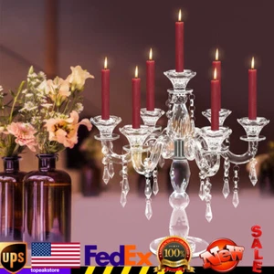 Crystal Candle Holder Candelabra 7-arm Wedding Birthday Party Gift Candlestick - Picture 1 of 24