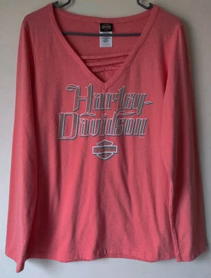 Camiseta Harley-Davidson Coral Tirantes Cuello en V Gráfico Manga Larga Talla XL Detalle Espalda Foto 1 de 4