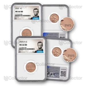 2025 Lincoln Cent P & D Pair - NGC 66 Lincoln Label - Picture 1 of 1