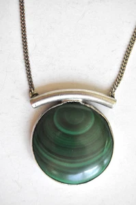 Vintage Italienische Malachine Sterling Silber Deko Halskette - Bild 1 von 5