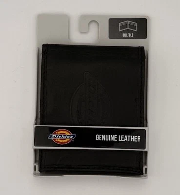 Cartera de cuero genuino plegable negra 31DI130019 Dickie's para hombre nueva con etiquetas Foto 1 de 2