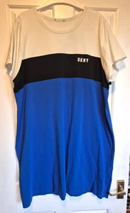 DKNY White Black Blue Short sleeves Short T Shirt Dress Long Top Size - See pics - Picture 1 of 10