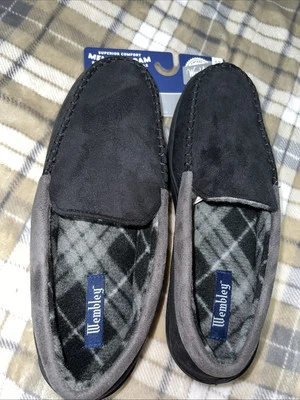 Wembley мужчин XL (11-12) памяти пены тапочки для помещений и улицы, новый, черный, комфорт - Изображение 1 из 4