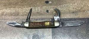 Vintage 1950's Imperial Boy Scout Knife 4 Blade 3.5" Closed Carved Original - Picture 1 of 12