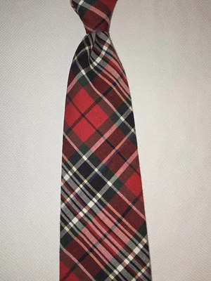 Bonita corbata de cuello a cuadros roja/verde/azul 100 % algodón bajo audaz y afilada Foto 1 de 4