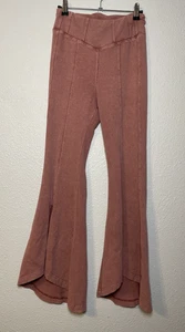 Free People Movement Hot Shot Kick Flare Ribbed Pants XS Bell Bottoms Slit - Picture 1 of 10