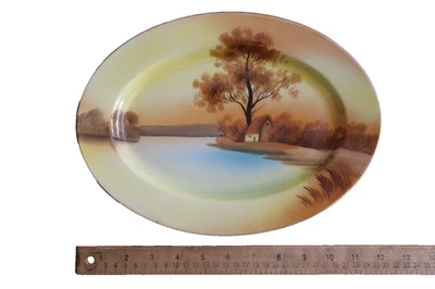 Vtg Noritake China Tree In The Meadow Oval Serving Dish Platter 11.5" Red Mark - Image 1 of 4