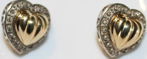 Peter Brams Sterling and 14k Gold Puffy Heart Earrings - Picture 1 of 7