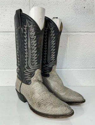 Botas de Vaquero Vintage Cowtown Exóticas Piel de Tiburón para Hombres 8 D Gris Negro Dos Tonos Foto 1 de 4
