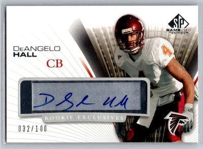 2004 SP Game Used Deangelo Hall Rookie Exclusives Auto RC#32/100 Atlanta Falcons - Image 1 of 2