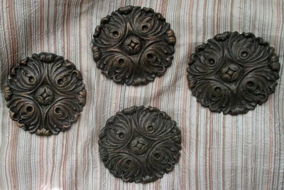 Antique or Vintage Syroco Rosettes Set Of 4 Floral Decorative Wall Decorations - Image 1 of 4