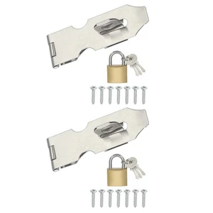 3.0'' Door Lock Hasp 2 Pack Stainless Steel Latch Padlock for Cabinet Silver - Picture 1 of 7