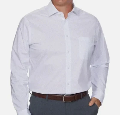 Calvin Klein Wrinkle Free Dress Shirt M 15-15.5 34/35 White Blue Pattern NWT - Image 1 of 4