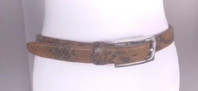 Fossil 皮带女式中号棕色蛇纹印花真皮银色扣 — 第 1/4 张图片