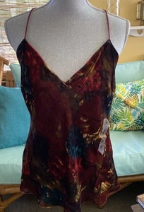 Polo Ralph Lauren Women's Sz 14 Lined Cami Tank Velour Silk Floral $129 NWT - Picture 1 of 10