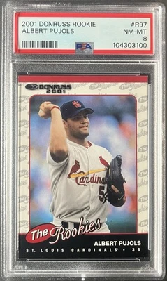 Albert Pujols 2001 Donruss The Rookies #R97 Rookie RC PSA 8 - Image 1 of 2