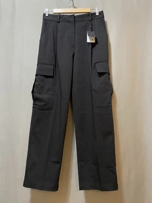 NWT Massimo Dutti Spain Women Zipper Hi-Rise Cotton Blend Cargo Pants SZ 4 Black - Image 1 of 4