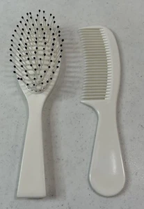 Estee Lauder Ball Tipped Travel Plastic Hair Brush & Comb Set White 6.5” New! - Picture 1 of 4