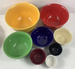 Vtg 8-Piece Gibson Rainbow Ceramic Nesting Mixing Batter Bowls - Picture 1 of 8