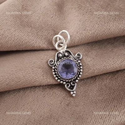 Natural Iolite Handmade Mother Engagement Elegant New Pendant Jewelry 925 Silver - Image 1 of 4