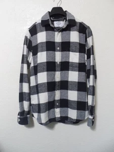 Portugiesisches Flanellhemd schwarz grau Büffel Karo Button Down lang Flanell Small - Bild 1 von 8