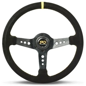 SAAS Steering Wheel Suede SRD 14" ADR Deep Dish Black Holes + Indicator - Picture 1 of 7