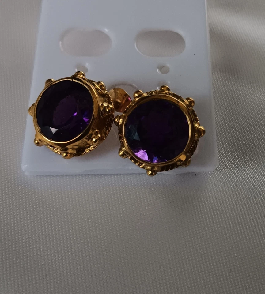 Espinela aterciopelada índigo violeta redonda de 7,40 quilates de plata de ley 925 hecha a mano placa de oro Foto 1 de 4