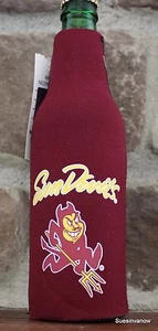 Sun Devils Koozie Bottle Zipper Coolie Arizona State College Football Beer NCAA - Picture 1 of 4