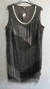 Simply Be Beaded fringe Dress Black UK 20 LN016 MM 12 - Picture 1 of 3