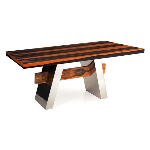 Costantini Pietro Ebony & Chrome Steel Dining Table “Vero", 21st Century Cover