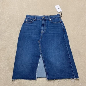 7 For All Mankind Skirt W27 Women's Blue Denim Dark BNWT New Sample - Picture 1 of 13