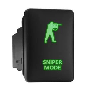 SNIPER MODE Green LED Backlit Short Push Button 1.28"x 0.87" (Fit: Toyota) - Picture 1 of 6