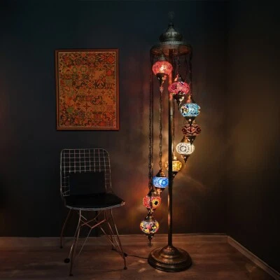 Turkish Floor Lamp, Moroccan Lighting, Mosaic Authentic Turkish Lantern, Asylove - Image 1 of 4