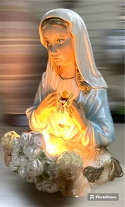 Vintage 1957 Michigan Composition Lamp Co Chalkware Immaculate Heart of Mary #G - Picture 1 of 13