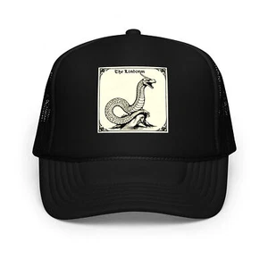 Lindorm Medieval Woodcut Trucker hat Lindwurm Lindwyrm Wyvern - Picture 1 of 3