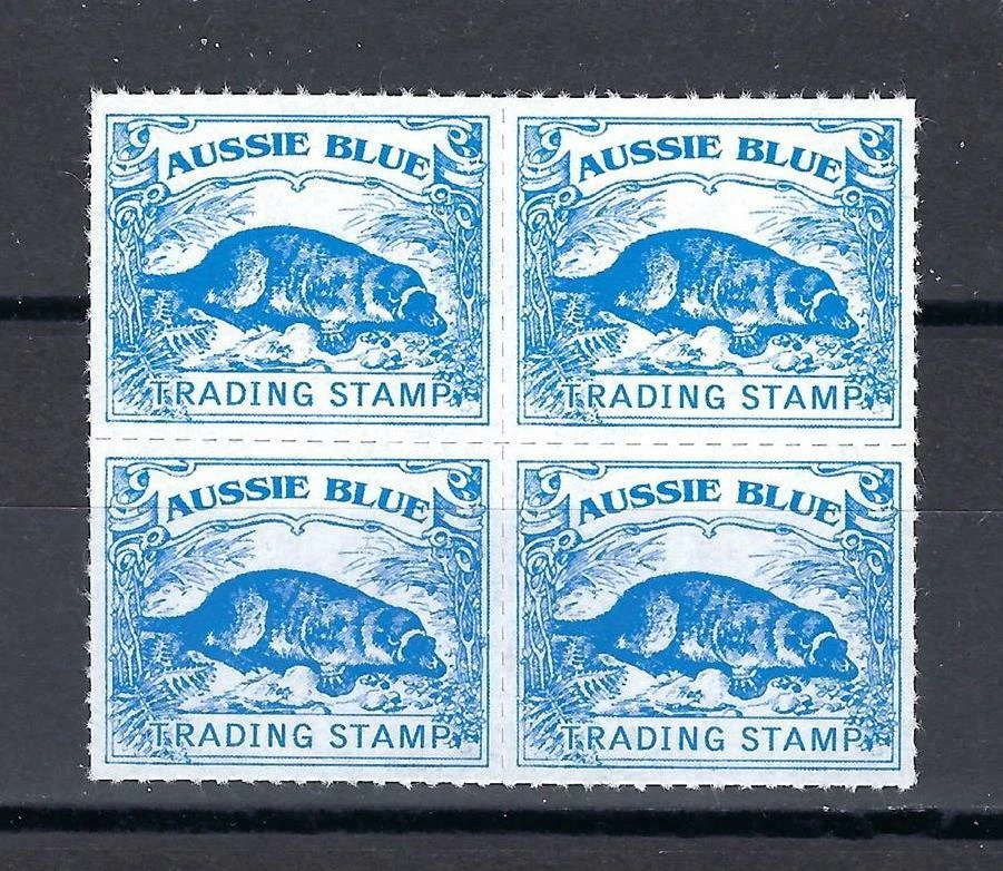 Australia Aussie blue Platypus trading stamp Cinderella block 4 MNH - Image 1 of 1