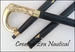 Bastón de madera con mango de latón de diseño antiguo victoriano estilo bastón - Imagen 1 de 9